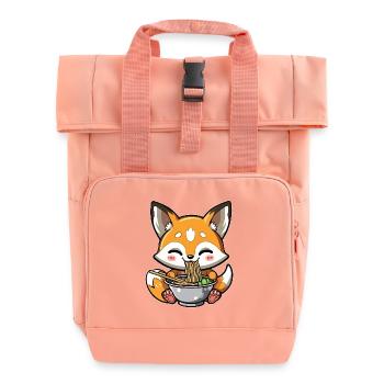 Kawaii Fuchs isst Ramen Nudeln - Rolltop Rucksack mit zwei Griffen - Chintzrosa - Vorne