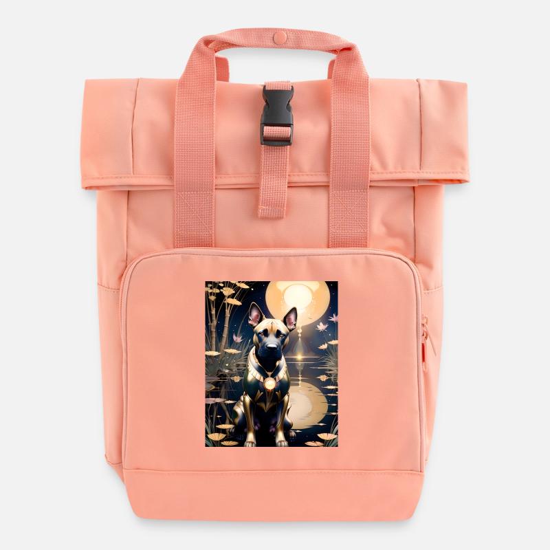 Chien d’armure d’or sur la jetée lunaire - Garde galactique GBC - Sac à dos Roll Top à deux anses - rose liberty