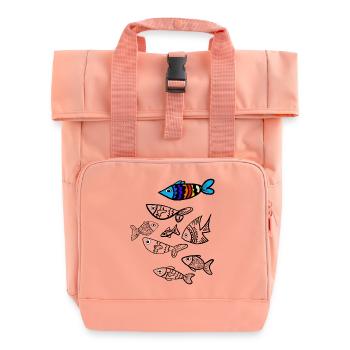 Bunter Fisch über Fische - Rolltop Rucksack mit zwei Griffen - Chintzrosa - Vorne