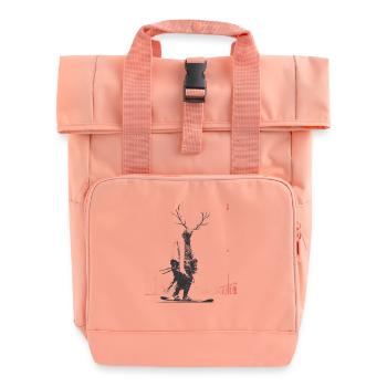 Forest spirit with antler tree - Roll Top Backpack with Two Handles - chintz rose - Front