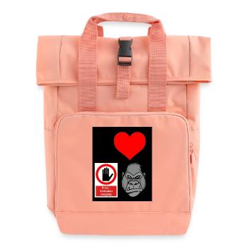 Heart Hand Gorilla Private Access - Roll Top Backpack with Two Handles - chintz rose - Front