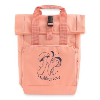 Mushling Love Mushroom Heart Night - Roll Top Backpack with Two Handles - chintz rose - Front