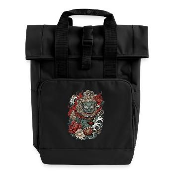 Foo Dog Blossom Guardian - Rolltop Rucksack mit zwei Griffen - Schwarz - Vorne