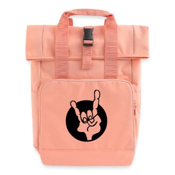 Metal Horns Sign - Roll Top Backpack with Two Handles - chintz rose - Front