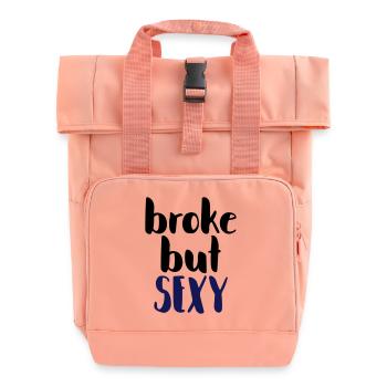 Sexy Pinke Schrift auf Schwarz - Rolltop Rucksack mit zwei Griffen - Chintzrosa - Vorne