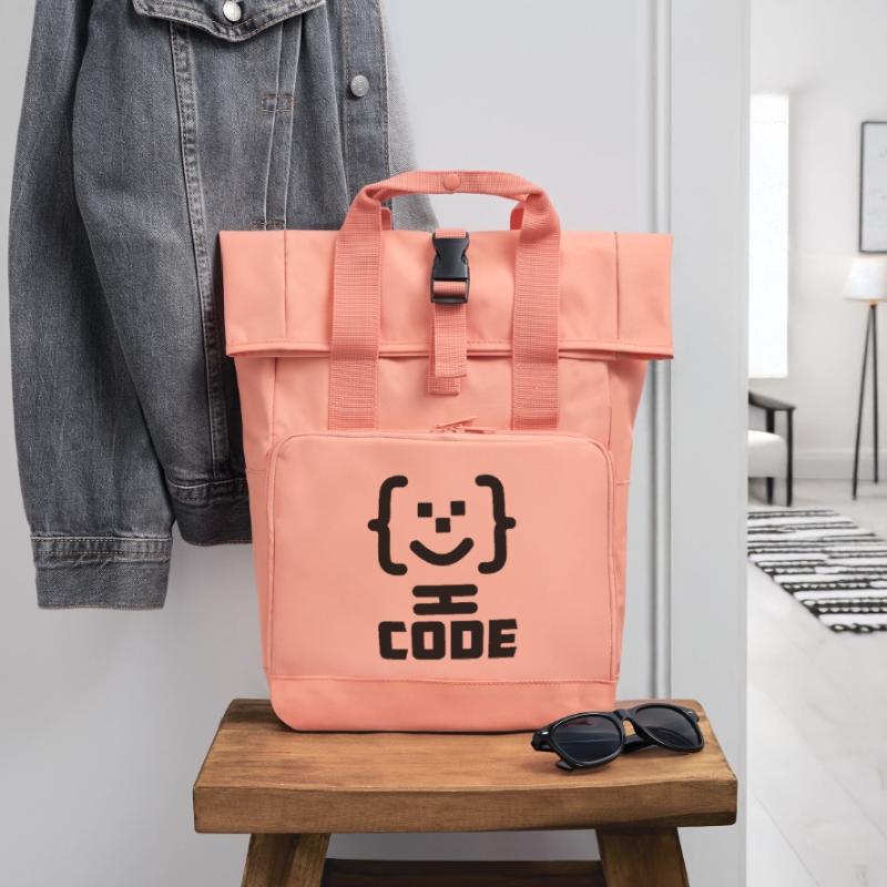 Hauptprogrammierer-Code-Logo mit Text CODE Rolltop Rucksack mit zwei Griffen