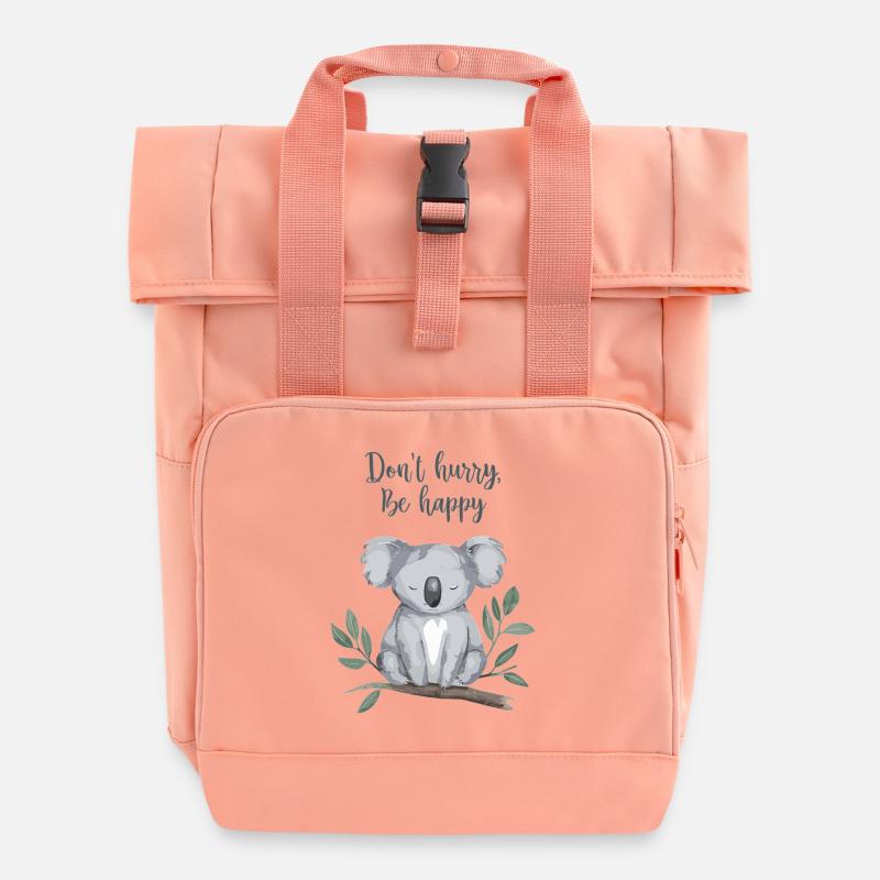 Don't Hurry, Be Happy - Aquarell Koala - Rolltop Rucksack mit zwei Griffen - Chintzrosa