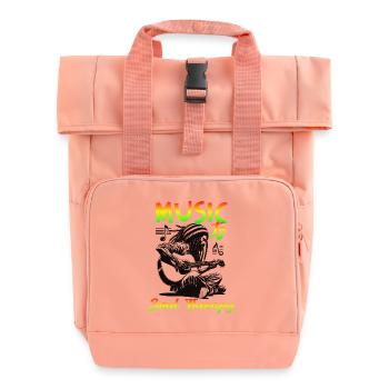 Music is Soul Therapy - Roll Top Backpack with Two Handles - chintz rose - Front
