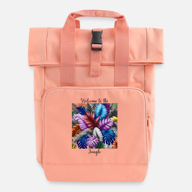 Tropical rainbow - Roll Top Backpack with Two Handles - chintz rose