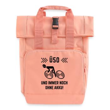 Ü50 Und Immer Noch Ohne Akku! (Fahrrad Rennrad B) - Rolltop Rucksack mit zwei Griffen - Chintzrosa - Vorne