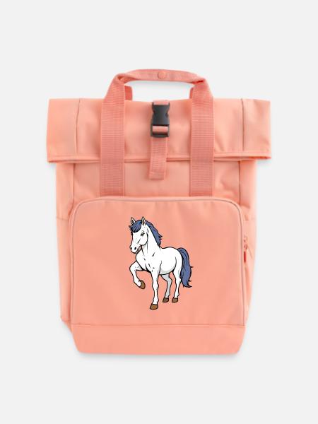 Pferd - Rolltop Rucksack mit zwei Griffen - Chintzrosa