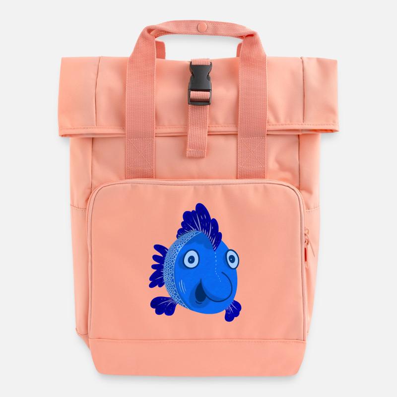 Blue Fish - Roll Top Backpack with Two Handles - chintz rose