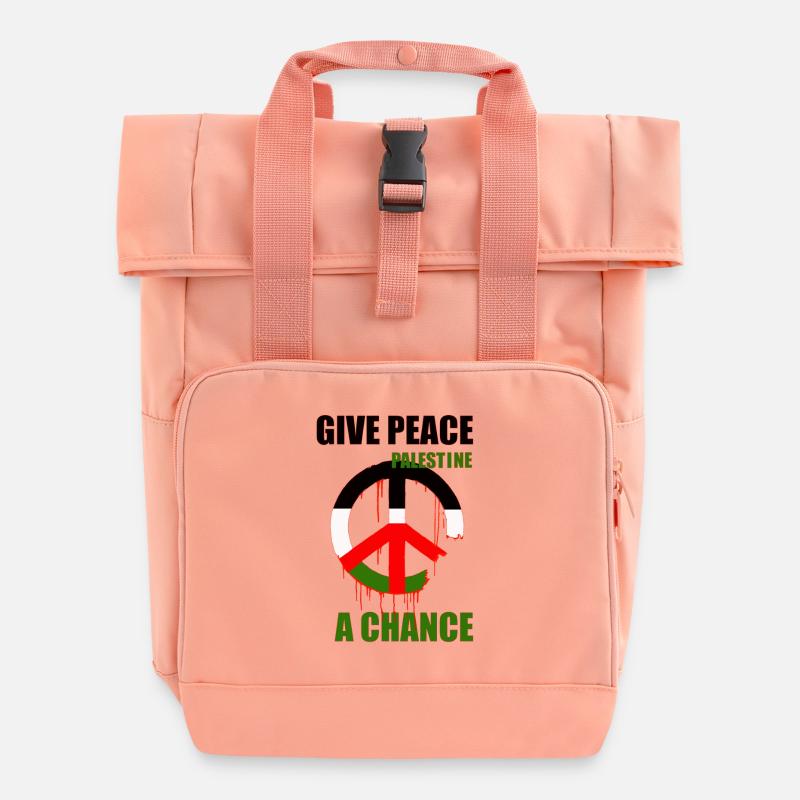 Peace Symbol for Palestine – Give Peace a Chance - Roll Top Backpack with Two Handles - chintz rose