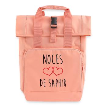 Saphirhochzeit 16 Jahre Ehe - Rolltop Rucksack mit zwei Griffen - Chintzrosa - Vorne