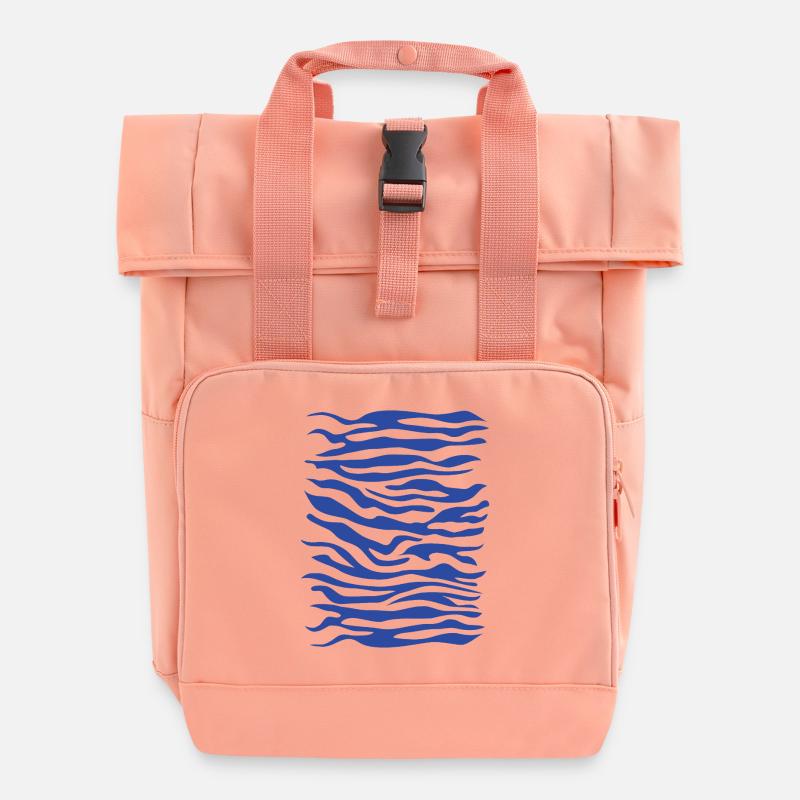 Zebra Muster blau - Rolltop Rucksack mit zwei Griffen - Chintzrosa