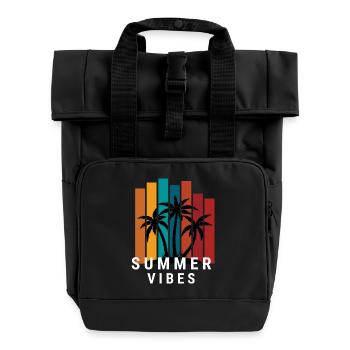 Summer Vibes - Roll Top Backpack with Two Handles - black - Front