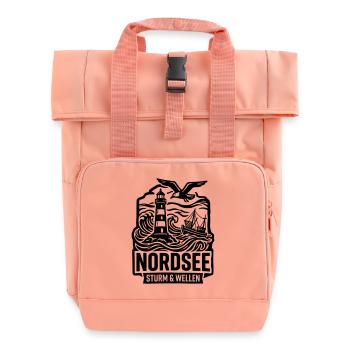 Nordsee Sturm und Wellen - Rolltop Rucksack mit zwei Griffen - Chintzrosa - Vorne