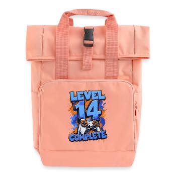 Level 14 Complete – Retro Gaming - Roll Top Backpack with Two Handles - chintz rose - Front