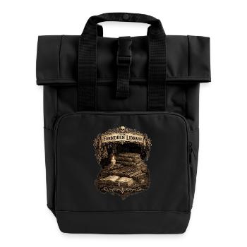 Verbotene Bibliothek: Mondbeschienene Wälzer - Rolltop Rucksack mit zwei Griffen - Schwarz - Vorne