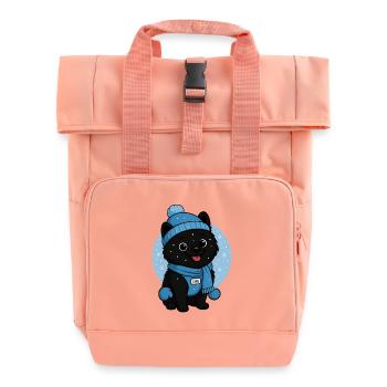 Cuddly Dog Winter Magic - Roll Top Backpack with Two Handles - chintz rose - Front