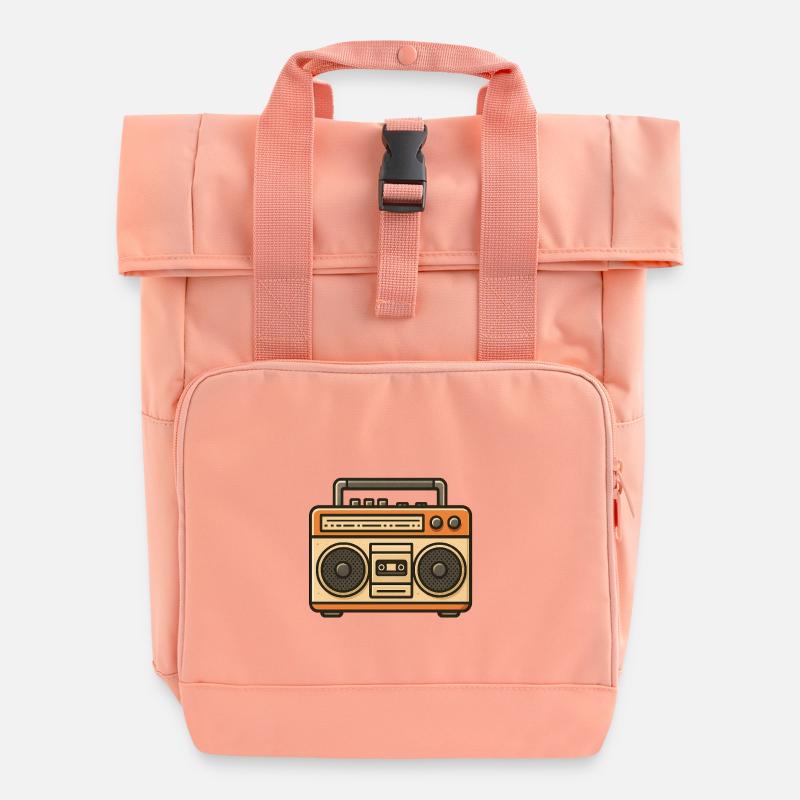 Vintage Boombox - Roll Top Backpack with Two Handles - chintz rose