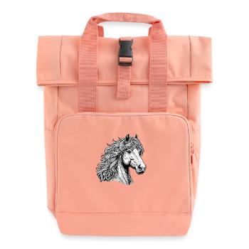 Pferdekopf Stich - Rolltop Rucksack mit zwei Griffen - Chintzrosa - Vorne