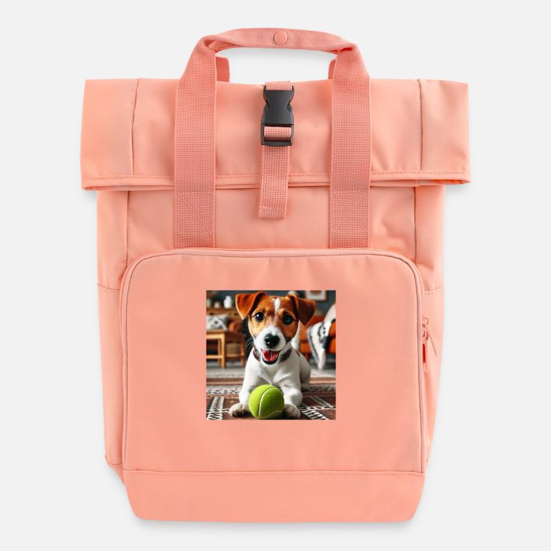 Luke plays ball for a change - Roll Top Backpack with Two Handles - chintz rose