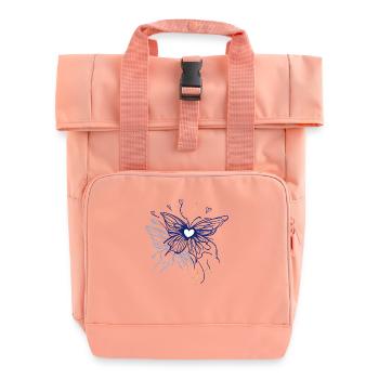 Herz-Schmetterling – Magisches Linienkunst-Design - Rolltop Rucksack mit zwei Griffen - Chintzrosa - Vorne