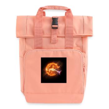 Fiery comet print on T-shirt - Roll Top Backpack with Two Handles - chintz rose - Front
