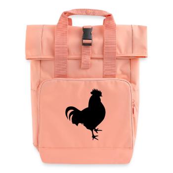 cock cock chicken2 - Roll Top Backpack with Two Handles - chintz rose - Front