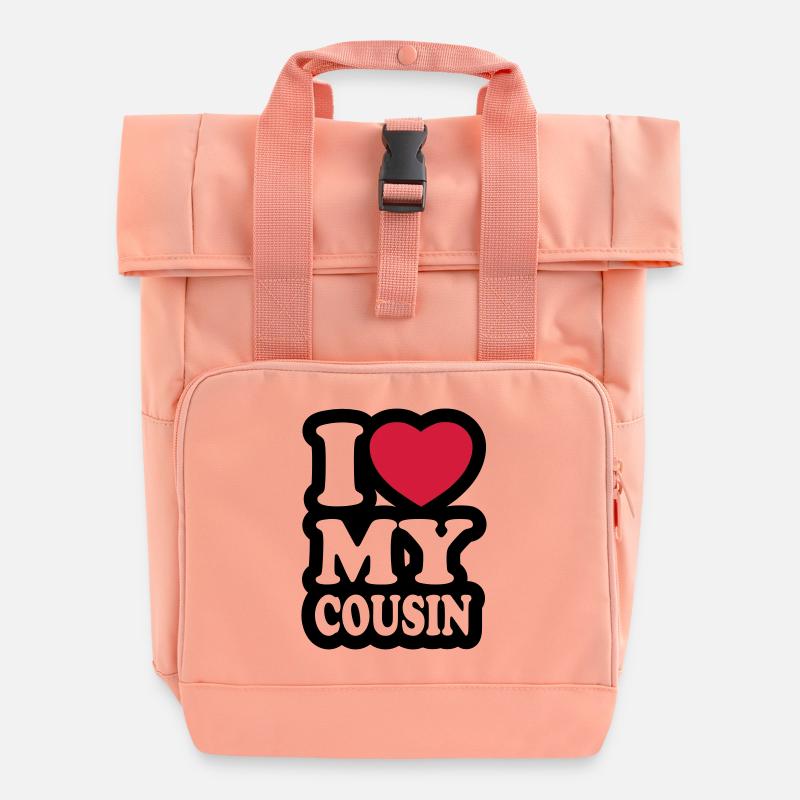 I love my cousin - Roll Top Backpack with Two Handles - chintz rose