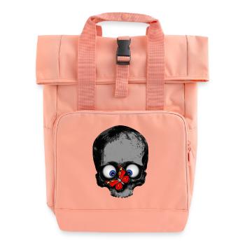 Totenkopf Schmetterling rot / Skull butterfly - Rolltop Rucksack mit zwei Griffen - Chintzrosa - Vorne