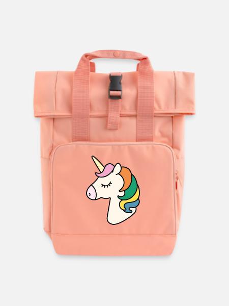Einhorn - Rolltop Rucksack mit zwei Griffen - Chintzrosa