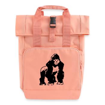 PETSCII gorilla - Roll Top Backpack with Two Handles - chintz rose - Front