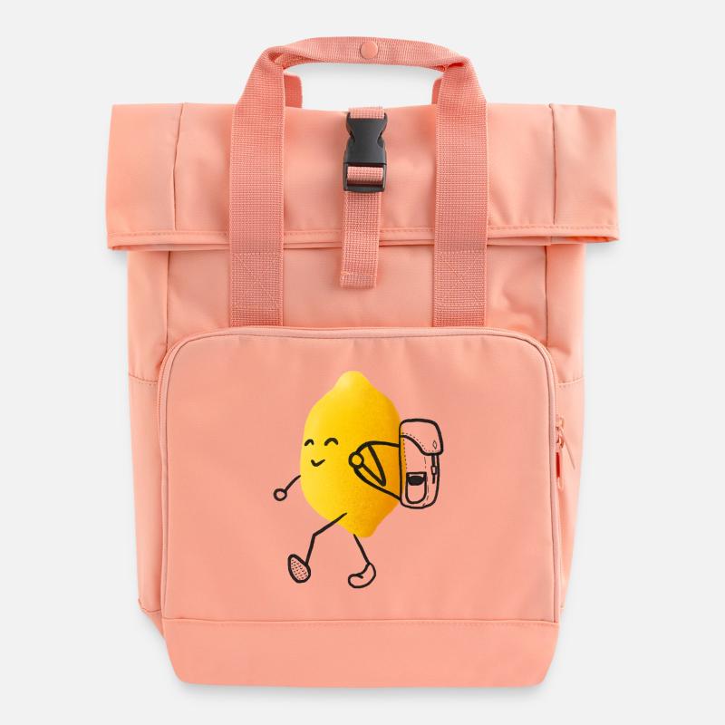 Wander Citrus - Roll Top Backpack with Two Handles - chintz rose