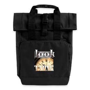 Schauen Sie auf die Zeit - Rolltop Rucksack mit zwei Griffen - Schwarz - Vorne