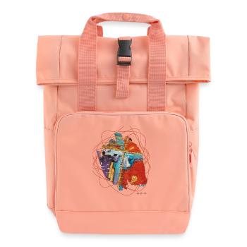 Lebendige abstrakte Kunst mit chaotischen Linien - Rolltop Rucksack mit zwei Griffen - Chintzrosa - Vorne