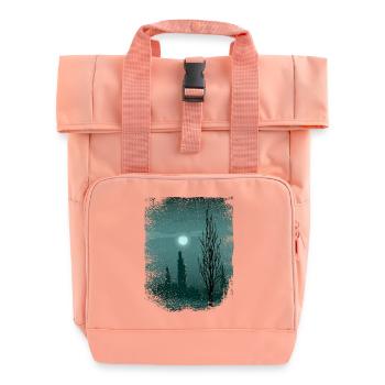 Moon shimmers on trees - Roll Top Backpack with Two Handles - chintz rose - Front