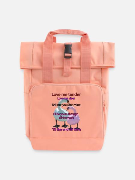 Liebe mich zärtlich - Rolltop Rucksack mit zwei Griffen - Chintzrosa