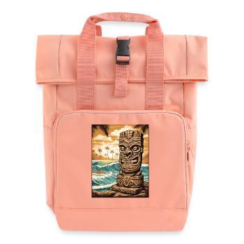 Tiki Statue am Strand - Rolltop Rucksack mit zwei Griffen - Chintzrosa - Vorne