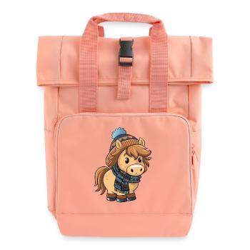 Niedliches Pony mit Schal und Pudelmütze. - Rolltop Rucksack mit zwei Griffen - Chintzrosa - Vorne
