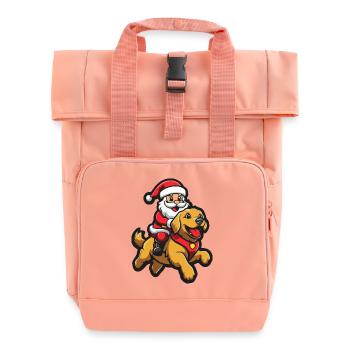 Golden Retriever Chien Père Noël Dessin Animé Lusti - Sac à dos Roll Top à deux anses - rose liberty - Devant