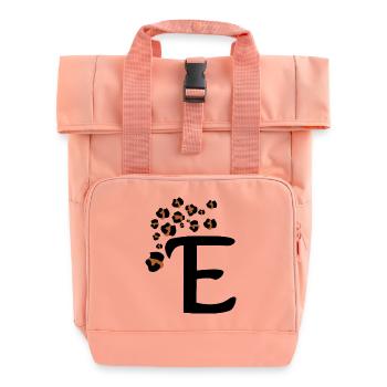 Buchstaben e Leopardenmuster - Rolltop Rucksack mit zwei Griffen - Chintzrosa - Vorne