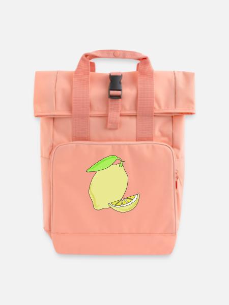 Zitrone, gelb - Rolltop Rucksack mit zwei Griffen - Chintzrosa