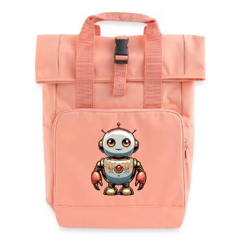 Robot - Roll Top Backpack with Two Handles - chintz rose - Front