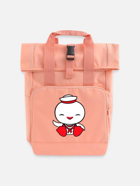 Duck sailor sailor sailor hat waving happily - Roll Top Backpack with Two Handles - chintz rose