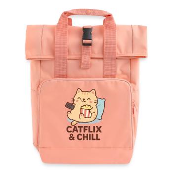 Chat Chill Popcorn Kawaii Détente - Sac à dos Roll Top à deux anses - rose liberty - Devant