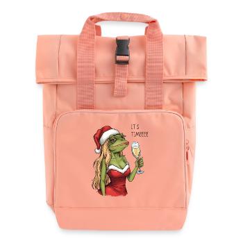 Funny Christmas Frog It’s Time Design - Rolltop Rucksack mit zwei Griffen - Chintzrosa - Vorne