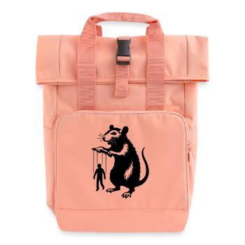 Ratte mit Mensch als Marionette  - Rolltop Rucksack mit zwei Griffen - Chintzrosa - Vorne
