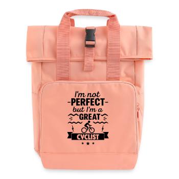 Not perfect, but a great cyclist - Roll Top Backpack with Two Handles - chintz rose - Front